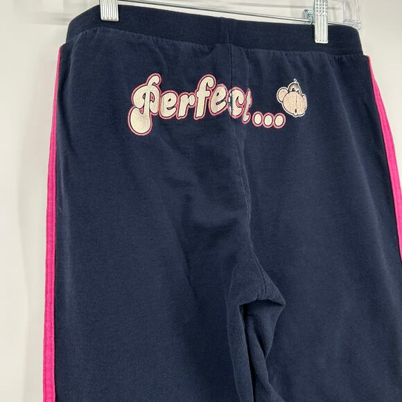 VTG y2k Women's Blue Pink Bobby Jack Style 'Perfection' Wide Leg Sweatpants Sz S - Picture 3 of 9